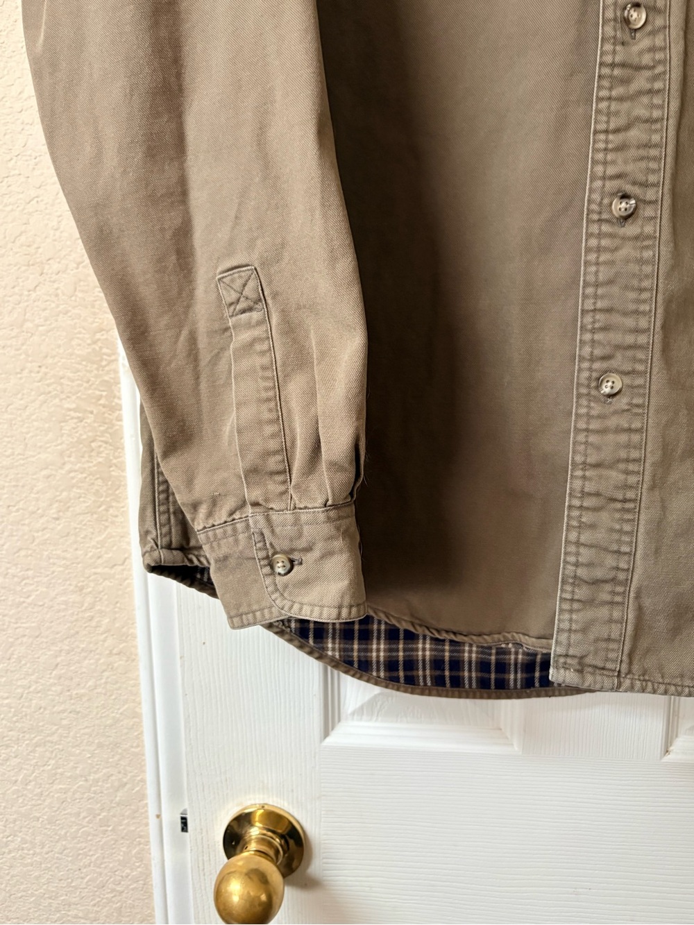 Field Gear Classic Khaki Green Fleece Plaid Lined Button-Down Shirt Jacket Large - Picture 5 of 12
